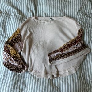 We the Free Boho Pink Top with Patterned Sleeves | XS